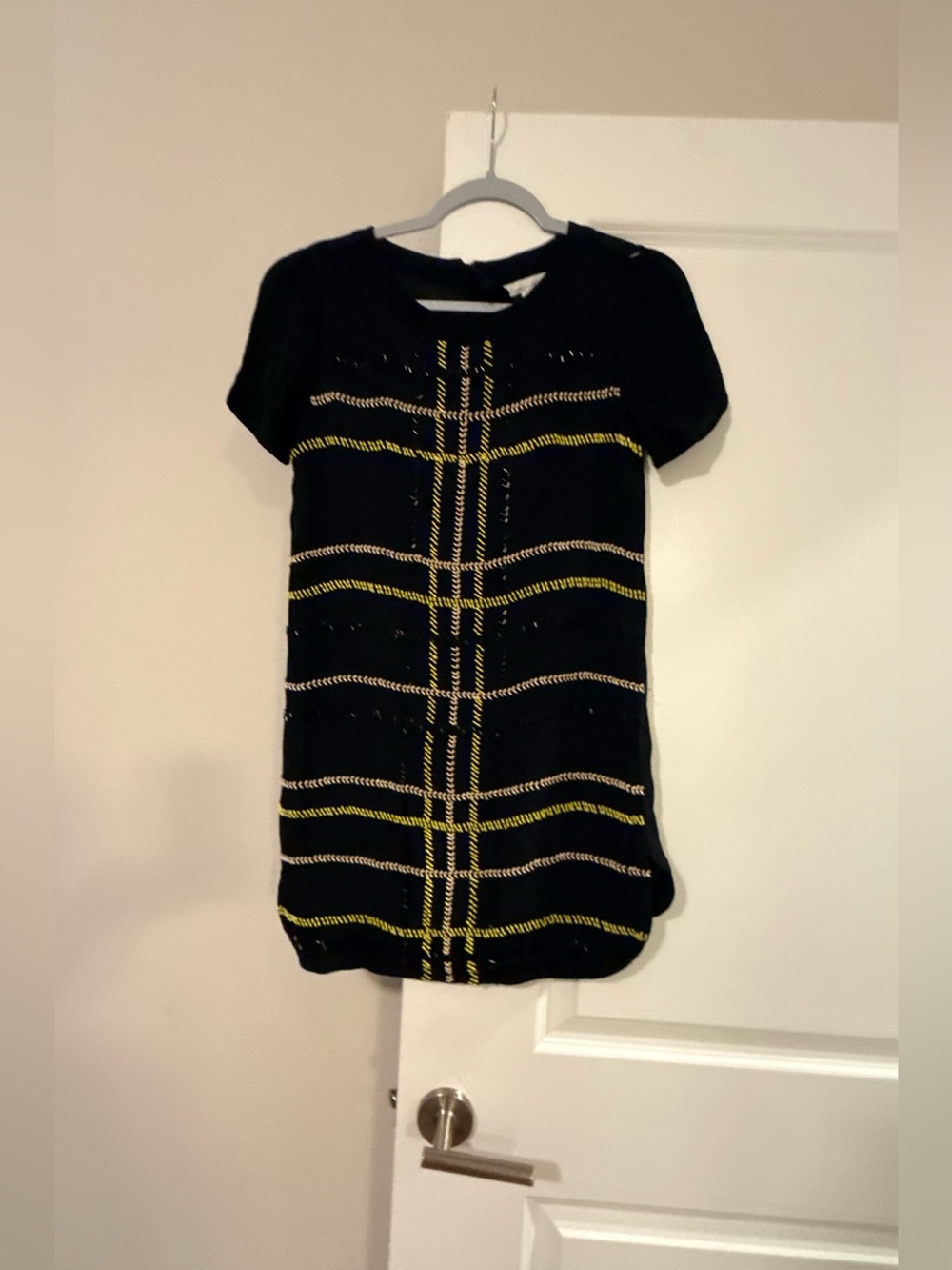 Lovers + Friends Plaid Knit Short Sleeve Mini Dress Black Yellow Chic❤️